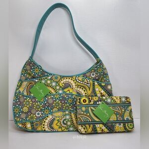 Vera Bradley Lemon Parfait Hobo And Opera Wallet NWT